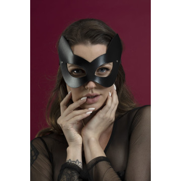 Маска кішечки Feral Feelings - Kitten Mask, натуральна шкіра, чорна – купити