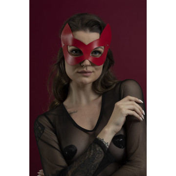 Маска кішечки Feral Feelings - Kitten Mask, натуральна шкіра, червона – купити