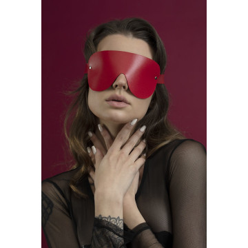 Маска на очі Feral Feelings - Blindfold Mask, натуральна шкіра, червона – купити