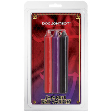 БДСМ свічки низькотемпературні Doc Johnson Japanese Drip Candles - 3 Pack Multi-Colored – купити