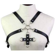 Портупея зі штучної шкіри з фіксатором Women's PU Leather Chest Harness Caged bra WHITE