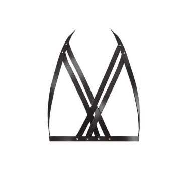 Портупея Bijoux Indiscrets MAZE — Halter Bra Harness Black – купити