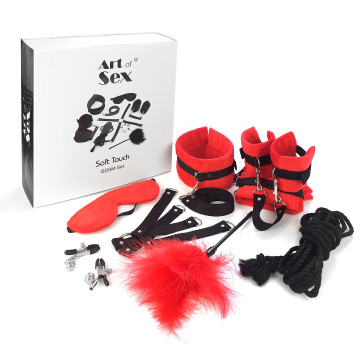 BDSM-набір Art of Sex – Soft Touch BDSM Set, червоний, 9 предметів – купити