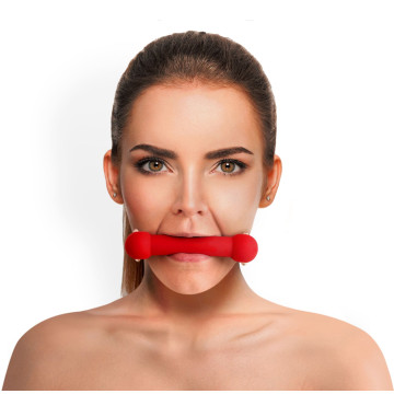 Кляп-палиця на ременях Art of Sex – Gag Stick Silicon, червоний, натуральна шкіра – купити