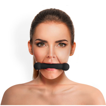 Кляп-палиця на ременях Art of Sex – Gag Stick Silicon, чорний, натуральна шкіра – купити