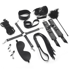 Набір BDSM Art of Sex – Set Leather, 10 предметів, чорний, натуральна шкіра