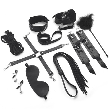 Набір BDSM Art of Sex – Set Leather, 10 предметів, чорний, натуральна шкіра – купити