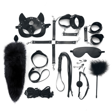 Набір BDSM Art Of Sex – Maxi BDSM Set Leather, 13 предметів, чорний, натуральна шкіра – купити