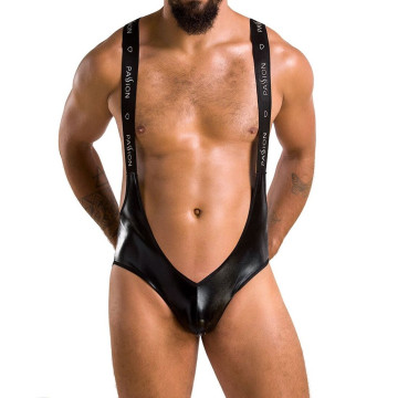 Чоловіче відкрите боді Passion 027 BRUNO XXL/XXXL Black, під латекс, на шлейках – купити