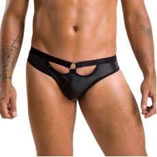 Чоловічі сліпи з вирізами Passion 041 SLIP JOE S/M, Black екошкіра, відкриті сідниці
