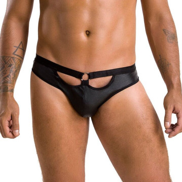 Чоловічі сліпи з вирізами Passion 041 SLIP JOE XXL/XXXL Black, екошкіра, відкриті сідниці – купити