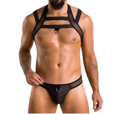 Комплект чоловічої білизни з кріпленнями Passion 043 JACOB L/XL Black, труси, шлейки