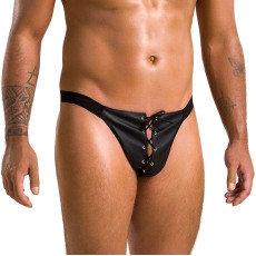 Чоловічі сліпи на шнурівці Passion 044 SLIP BEN XXL/XXXL Black, екошкіра, люверси