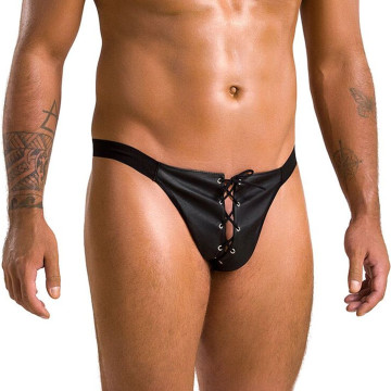 Чоловічі сліпи на шнурівці Passion 044 SLIP BEN XXL/XXXL Black, екошкіра, люверси – купити