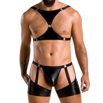 Комплект еротичної чоловічої білизни Passion 047 SET JOHN L/XL Black, труси, портупея – купити