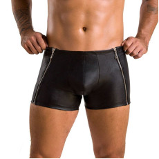 Чоловічі шкіряні боксери з блискавками Passion 049 SHORT MATT L/XL Black