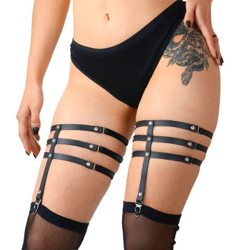 Гартери зі стразами Art of Sex - Floy, натуральна шкіра, Розмір XS - 2XL, колір Чорний – купити