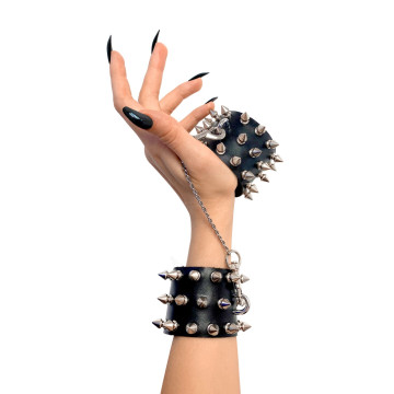 Наручники з шипами Art of Sex - Rose Spiked Leather Handcuffs, натуральна шкіра – купити