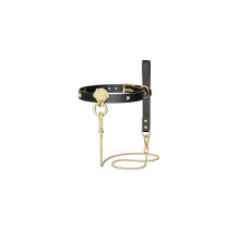 Розкішний нашийник з повідцем Zalo Collar & Leash Set Black, натуральна шкіра