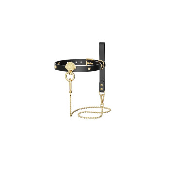 Розкішний нашийник з повідцем Zalo Collar & Leash Set Black, натуральна шкіра – купити