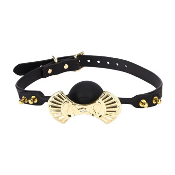 Розкішний силіконовий кляп Zalo Silicone Ball Gag Black, кристал Swarovski, шкіряний ремінець – купити