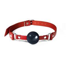 Кляп силіконовий Feral Feelings Silicon Ball Gag Red/Black, червоний ремінець, чорна кулька