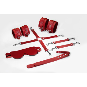 Набір Feral Feelings BDSM Kit 5 Red, наручники, поножі, хрестовина, маска, падл – купити