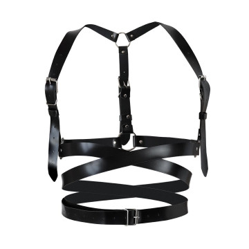 Шкіряна портупея Art of Sex - Melani Leather harness, Чорна L-2XL – купити