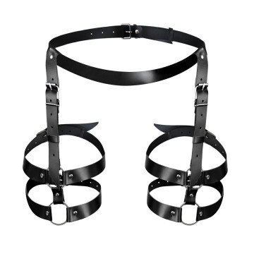 Шкіряні гартери Art of Sex - Melani Leather garters, Чорні L-2XL – купити