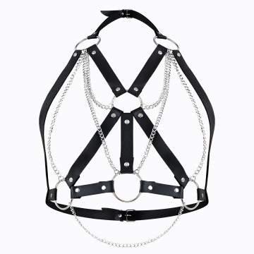 Портупея жіноча Art of Sex - Aiden Leather harness, Чорна L-2XL – купити