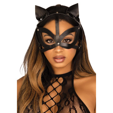 Маска кішки з екошкіри Leg Avenue Vegan leather studded cat mask Black – купити