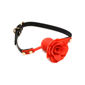 Силіконовий кляп з трояндою Master Series: Blossom Silicone Rose Gag – Red – купити
