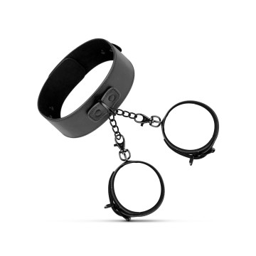 Наручники з нашийником Bedroom Fantasies: Collar & Wrist Cuffs, чорні – купити