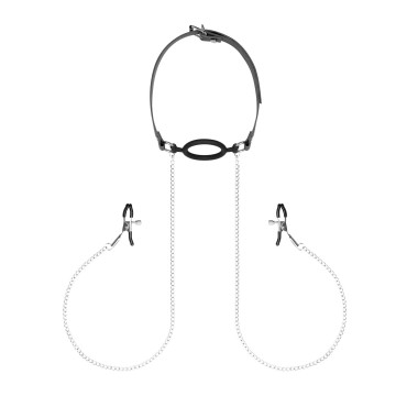 Затискачі з кляпом для сосків  Bedroom Fantasies: Nipple Clamps & Silicone Gag Ring – купити