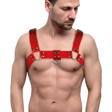 Чоловіча портупея на груди Feral Feelings - Bulldog Harness Red Trasparent – купити
