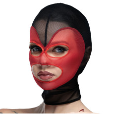 Маска серце сітка з відкритим ротом та очима Feral Feelings - Hearts Mask Black/Red