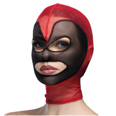 Маска серце сітка з відкритим ротом та очима Feral Feelings - Hearts Mask Red/Black