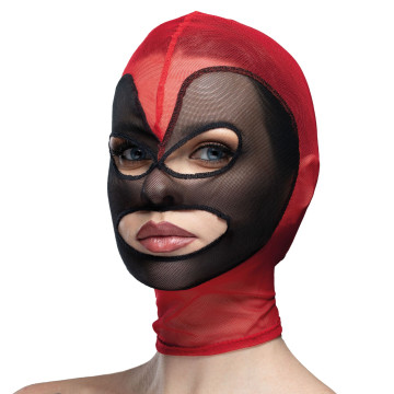 Маска серце сітка з відкритим ротом та очима Feral Feelings - Hearts Mask Red/Black – купити