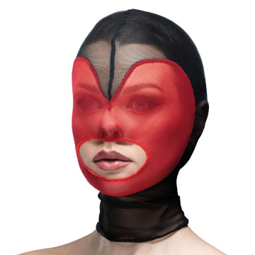 Маска серце сітка з відкритим ротом Feral Feelings - Hearts Mask Black/Red – купити