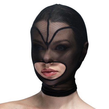 Маска серце сітка з відкритим ротом Feral Feelings - Hearts Mask Black/Black – купити