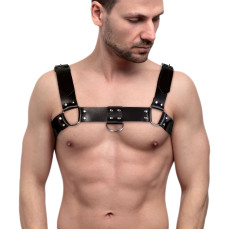 Мужская портупея на грудь из натуральной кожи Feral Feelings - Bulldog Harness Black