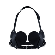 Ліф Серце з натуральної шкіри Feral Feelings - Hearts Bra Black