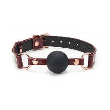 Силіконовий кляп Liebe Seele Wine Red Ball Gag, діаметр кульки 4,3 см, ремінь із натуральної шкіри – купити