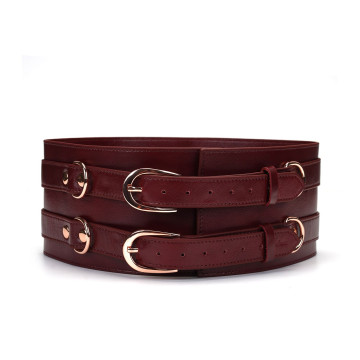 Кожаный пояс для бондажа Liebe Seele Wine Red Waist Cuff, M Size – купить