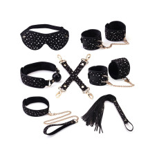 Набір Liebe Seele Stary Nights 7шт Bondage Kit, фіксатори, нашийник з повідцем, кляп, флогер, маска