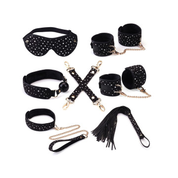 Набір Liebe Seele Stary Nights 7шт Bondage Kit, фіксатори, нашийник з повідцем, кляп, флогер, маска – купити