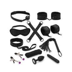 Набір Liebe Seele Black Lace and Neoprene 11шт Bondage Kit, анальна пробка з кристалом, віброкуля