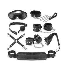 Набір Liebe Seele Temptation Bondage 8шт Kit, фіксатори, нашийник з повідцем, кляп, флогер, маска