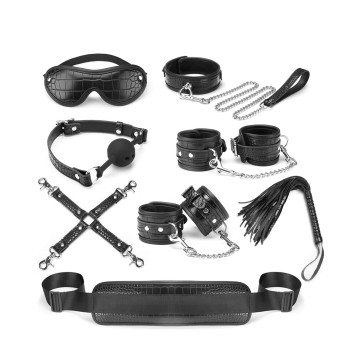 Набір Liebe Seele Temptation Bondage 8шт Kit, фіксатори, нашийник з повідцем, кляп, флогер, маска – купити