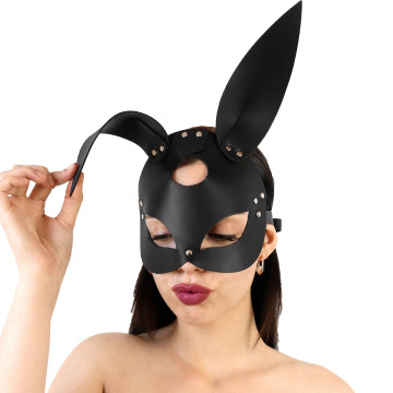 Шкіряна маска Зайчика Art of Sex - Bunny mask, колір Чорний – купити